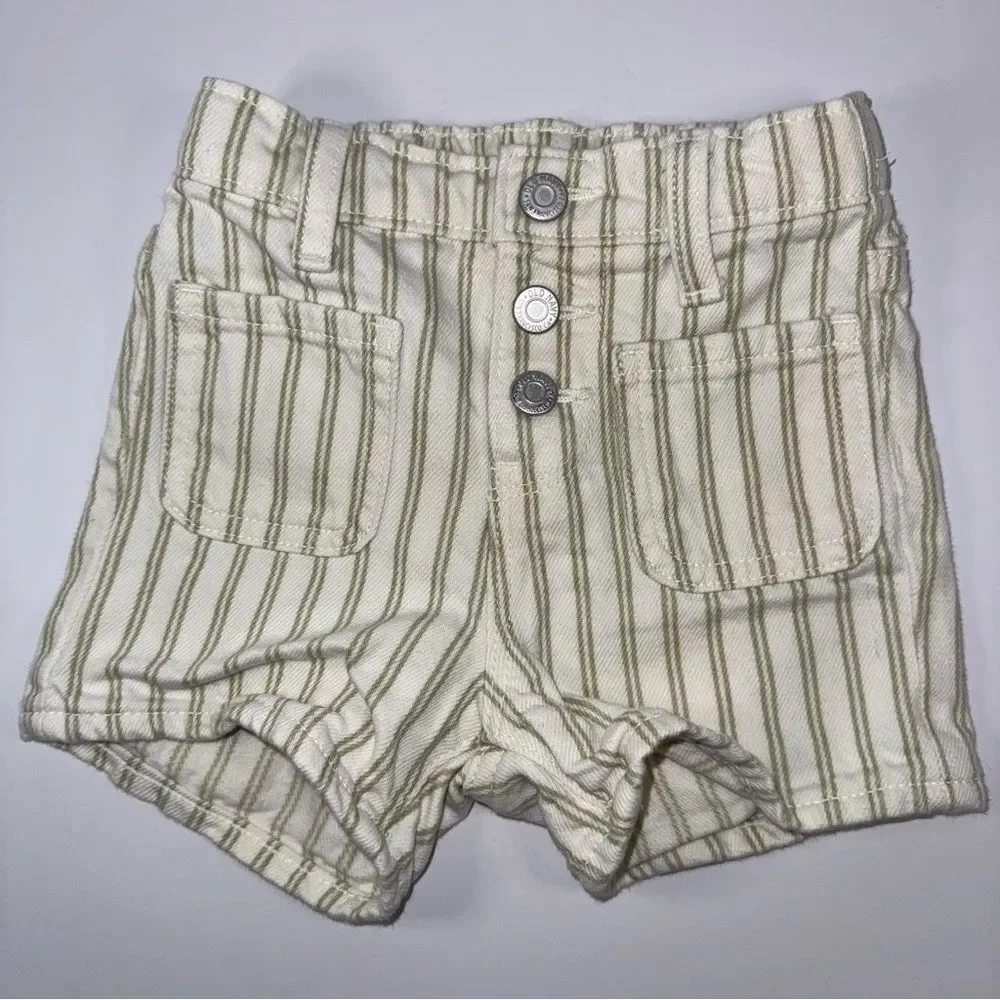 Old Navy High-Waisted striped Jean Shorts Cream and Green
